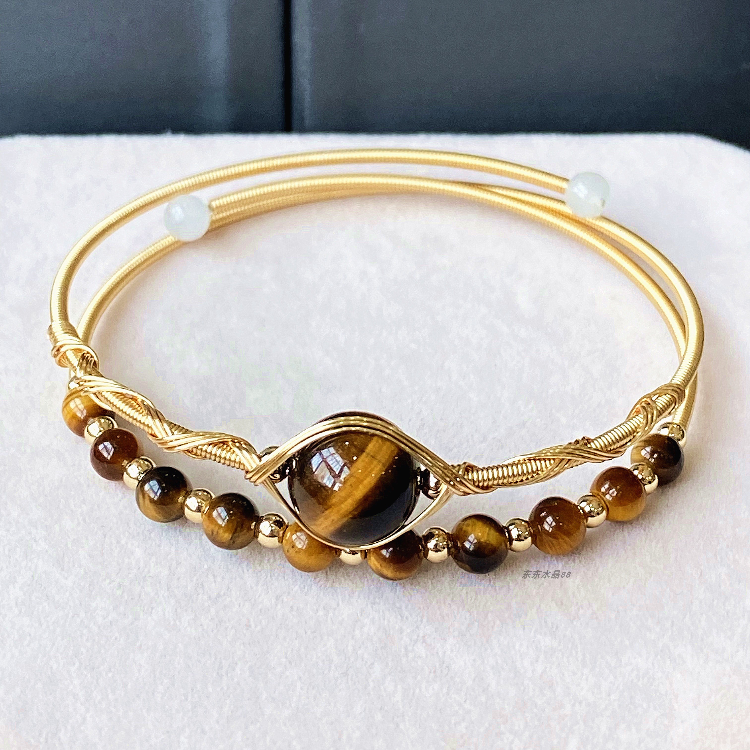 14k包金绕线黄虎眼石 手链手镯 手饰