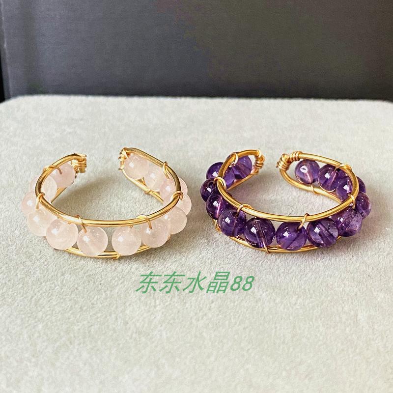 14k包金绕线手工戒指天然紫水晶