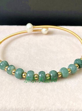 14k包金天然隔珠翡翠a货