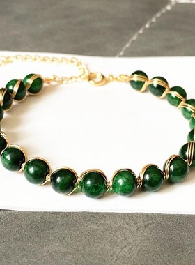 14k包金绕线手工天然绿色甘青