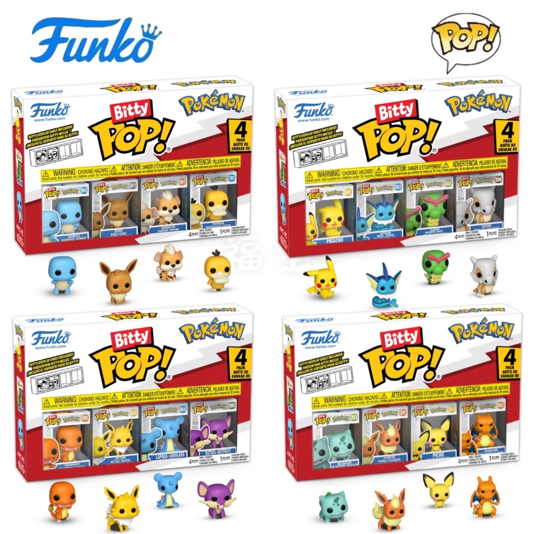 Funko Bitty现货宝可梦Pokemon周边迷你版4个装皮卡丘伊布可达