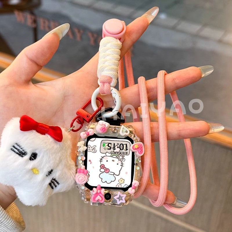 适用小天才手表W2223BC表带Z6S挂绳Z6D可爱毛绒Z6Pro保护壳D3表链