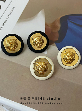 轻奢耳环气场全开黑白虎年新款