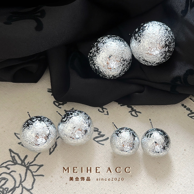 爆闪圆球！轻奢感亚克力银箔球耳钉2024新款潮时尚酷姐气质耳环女,饰品/流行首饰/时尚饰品新,耳钉,淘宝优惠券,粉丝福利购,淘宝优惠卷