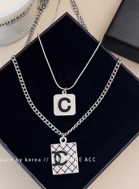 小香风不锈钢双层高级字母毛衣链