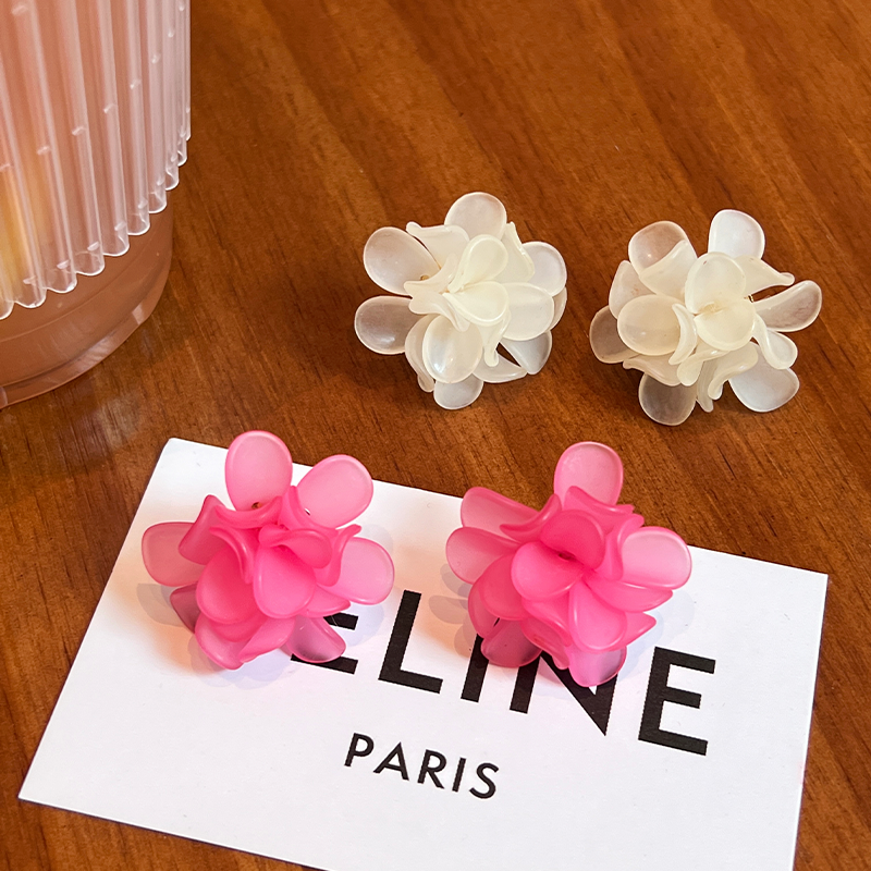 春日繁花 玫红花瓣耳环森系甜美气质温柔杏色花朵耳钉温柔高级感