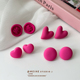 玫红几何耳环网红ins设计感2022年新款 潮气质圆爱心甜美耳钉饰品
