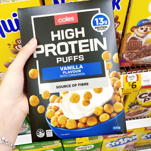 澳洲代购直邮 Coles High Protein 超市自营高蛋白可可泡芙球麦片