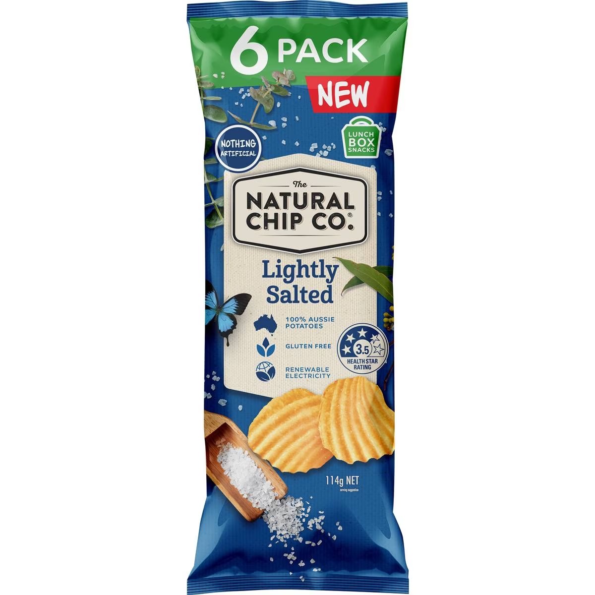 澳洲直邮 NATURAL CHIP海盐蜂蜜鸡非油炸TNCC无麸薯片6小包 114g