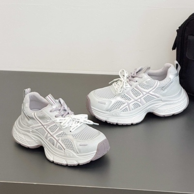 春夏网面透气增高显脚小老爹鞋女