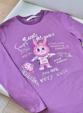 TRACY CHU紫色小兔子基础百搭长袖T恤衫长袖圆领休闲百搭冬季新款