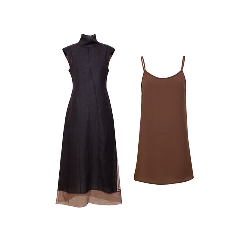 TRACY CHU 花样年华新中式莫兰迪撞色现代旗袍两件套时尚百搭休闲