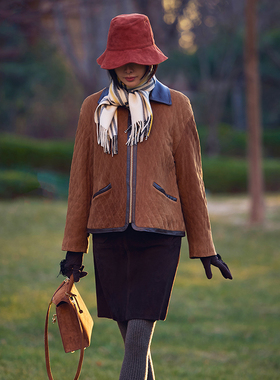 TRACYCHU进口baby翻毛羊皮芥末黄棉内胆短皮大衣时尚百搭冬季新款