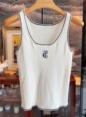 TRACY CHU 黑色/白色手钩背心