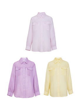 TRACYCHU春夏新款苎麻淡紫色，粉色，黄色百搭时尚休闲百搭口袋衬