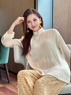 TRACY CHU 流光溢彩亚金色新中式夏日上衣