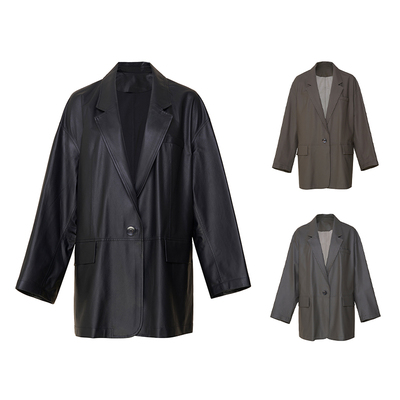 春夏小羊皮造型三色休闲西装春夏