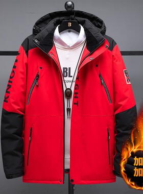 300斤特大码羽绒棉服男高中生高个子红色400宽松保暖棉袄外套潮9X