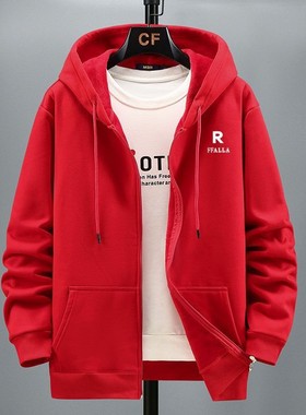 500斤400大码蛇年本命年红色卫衣男女秋冬加绒年喜庆团队上衣280