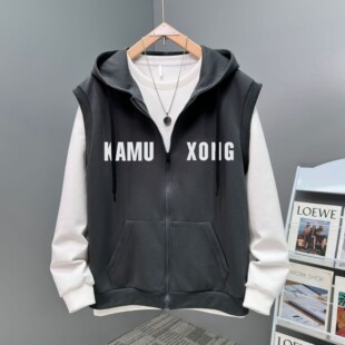 400斤特大号马甲外套潮男秋冬加肥加大号胖子肥佬连帽卫衣运动装