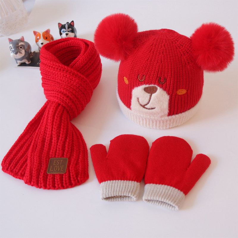 三件套秋冬儿童帽子围巾男童女宝宝加绒保暖针织帽婴儿纯棉毛线帽,童装/婴儿装/亲子装,帽子,淘宝优惠券,粉丝福利购,淘宝优惠卷