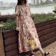 夏款 森系文艺复古亚麻印花宽松休闲百搭长款 连衣裙