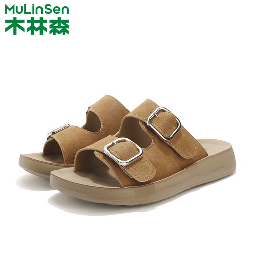 木林森懒人一字勃肯凉拖鞋女