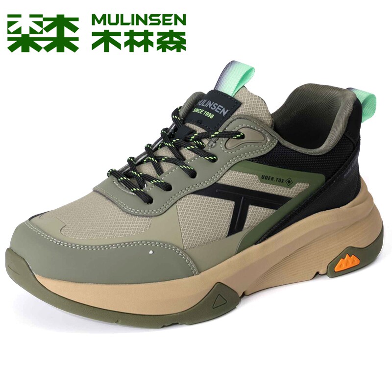 木林森男鞋2025秋季新款时尚撞色拼接运动休闲鞋男厚底减震跑步鞋