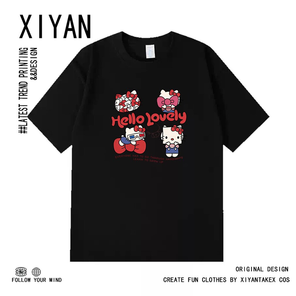 HelloKitty凯蒂猫联名短袖T恤女夏季童小个子哈喽猫衣服体恤图片