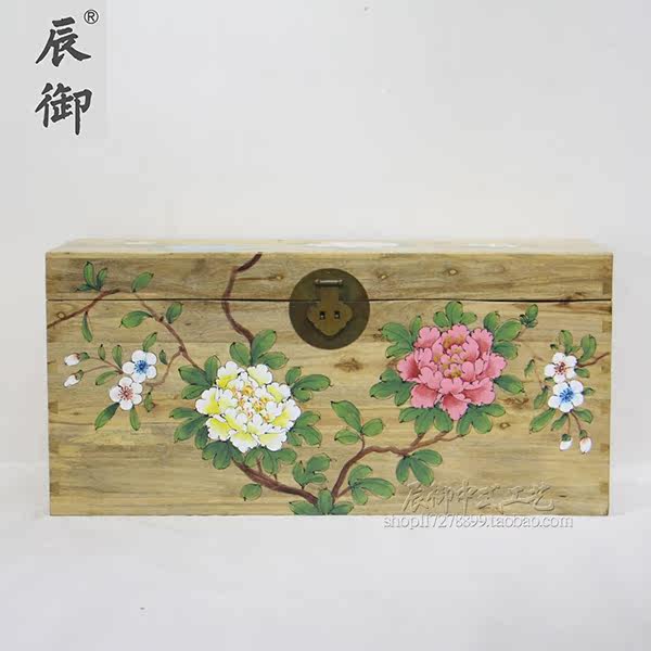 solid wood Suitcase Ming classical Hand drawn Zhang Muxiang Peony Marriage Painting and Calligraphy Storage box Chinese style Storage Side tablein the Residential furniture , Cabinets , Suitcase  category - from Buy2taobao.com to provide professional Taobao agent buy service