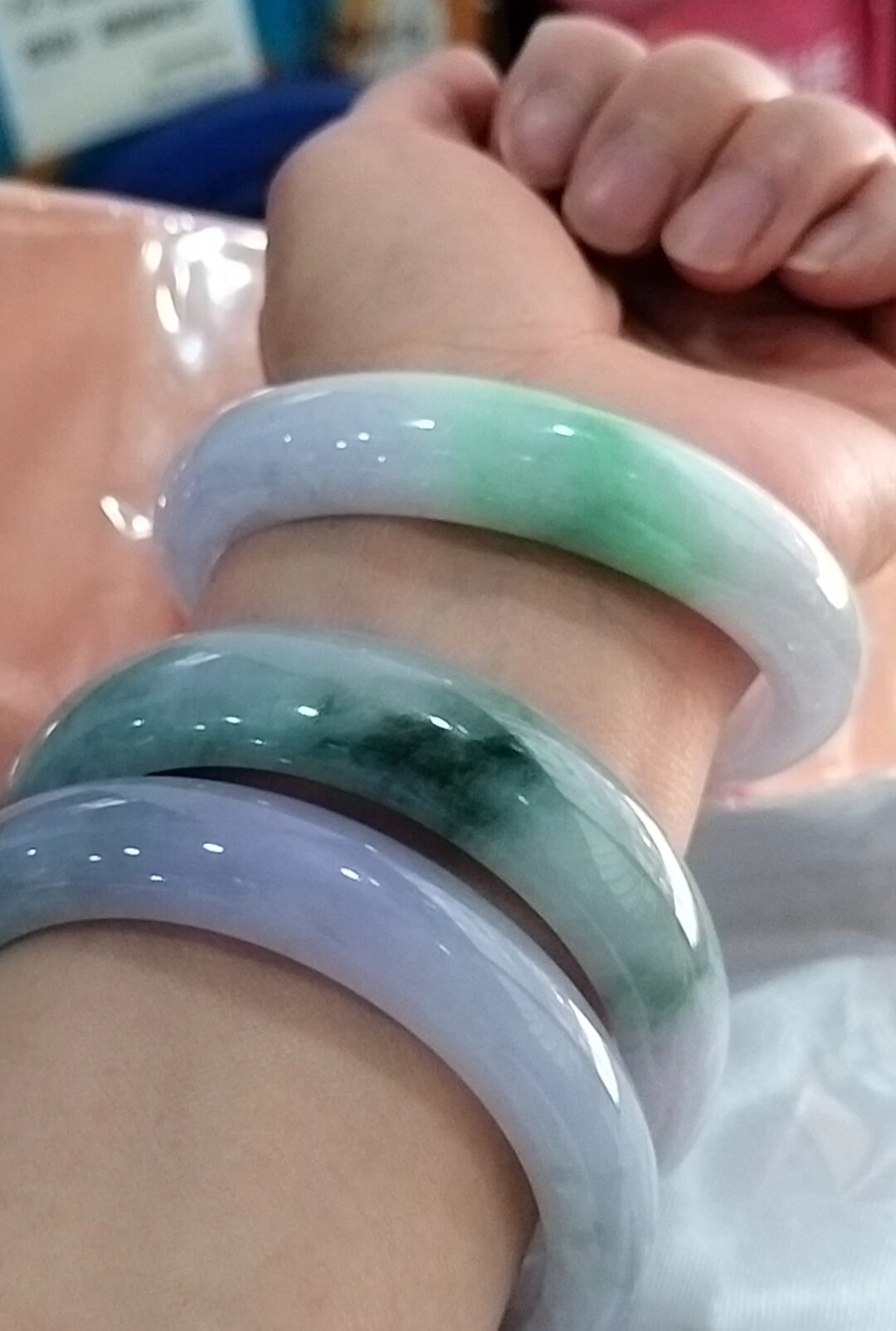 翡翠手镯a老坑紫罗兰飘蓝花59 正品送权威证书19R