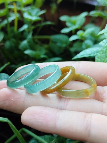 翡翠a货冰绿戒指蓝水戒指黄翡 小方戒17,18,19圈正品送权威证书