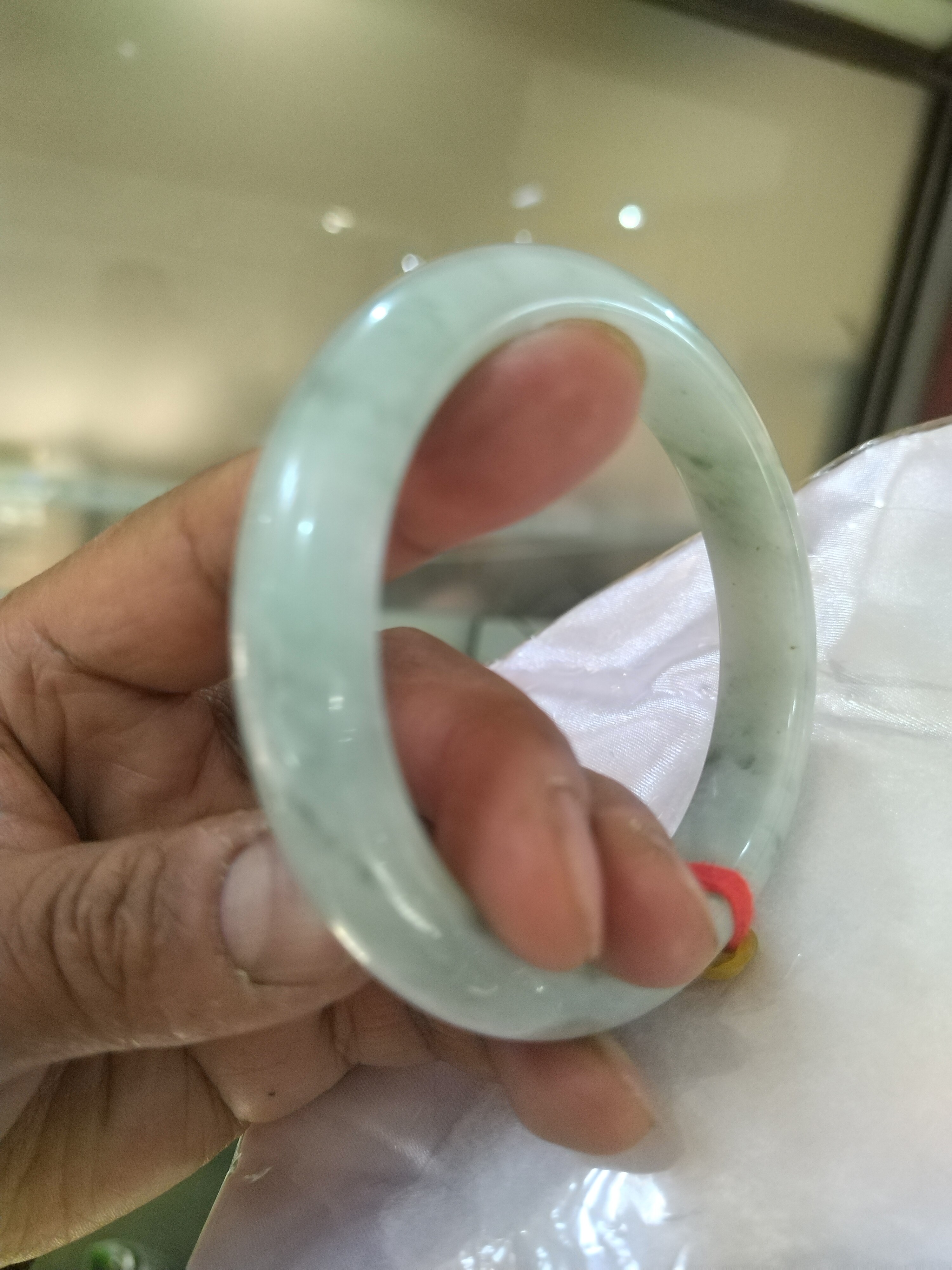 64内径圈口圆镯 冰种飘花天然翡翠手镯平安镯缅甸老玉A货送证书R