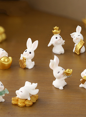 新年树脂小兔子儿童过家家玩具
