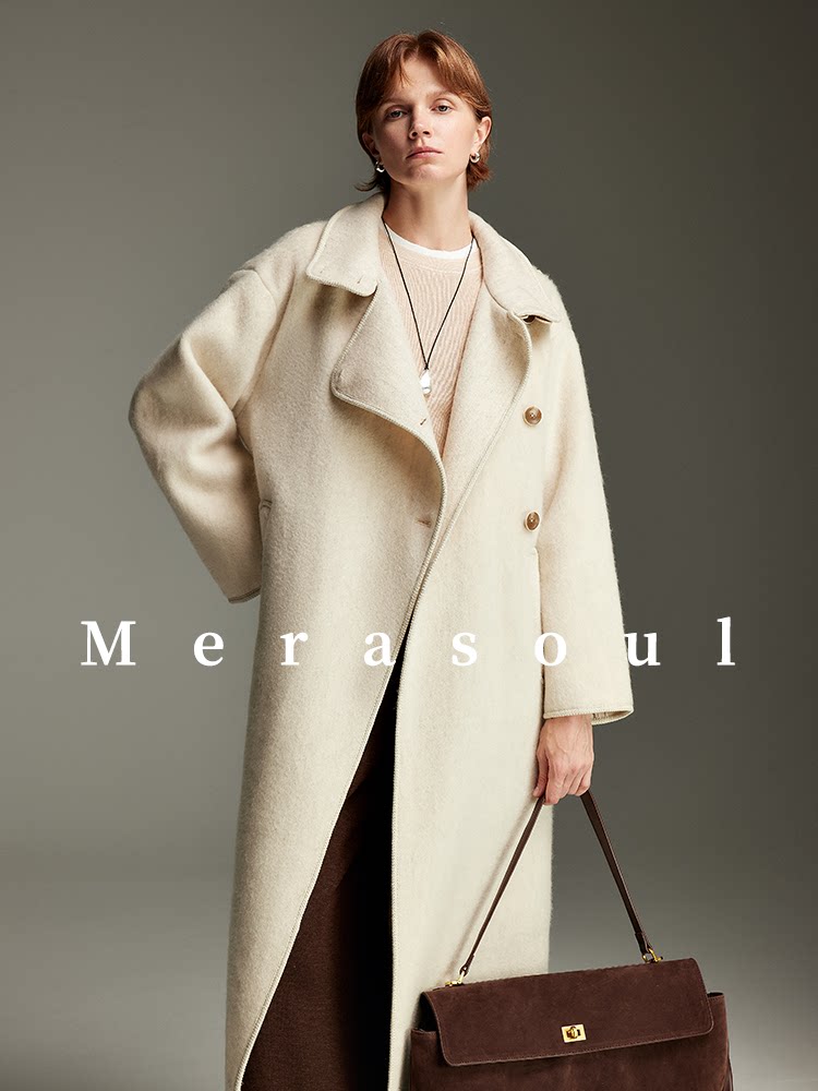 Merasoul|Ранняя весенняя минималистичная импортная овечья шерсть, новое высококачественное пальто, женское осенне-зимнее шерстяное пальто с воротником-стойкой Изображение 1