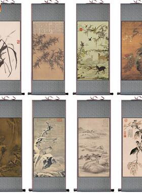 明蓝瑛秋色梧桐图复古山y水花鸟字画定制卷轴挂画名家字画装饰画
