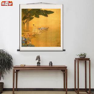 斗方花鸟g画山水画电表箱装饰丝绸画绢画宣纸仿古挂画家居卷轴国