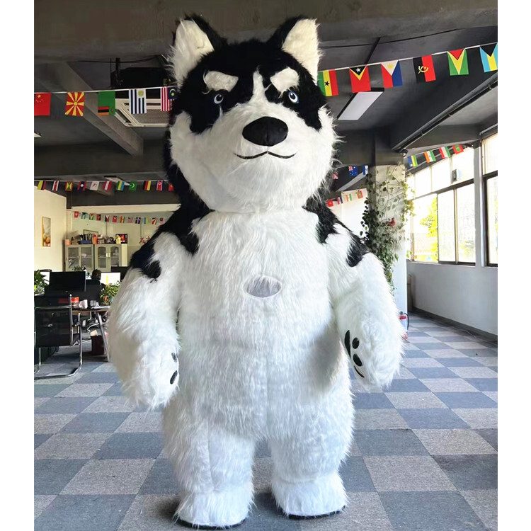 定做人穿戴充气卡通人偶哈士奇小狗猎犬宣传活动表演出布偶衣服装