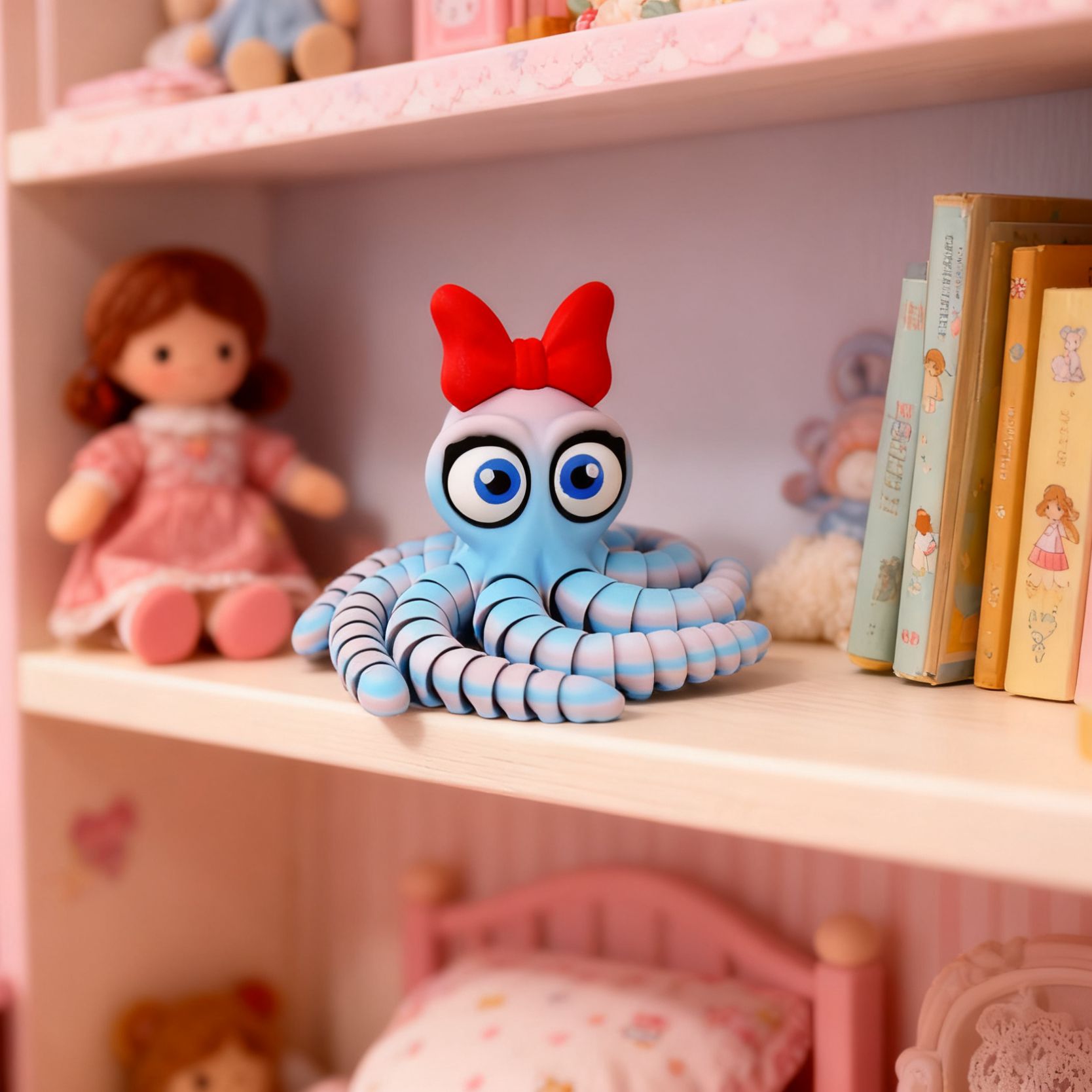 3D打印海洋可活动八爪鱼大眼章鱼妹模型创意摆件手办儿童玩具礼物