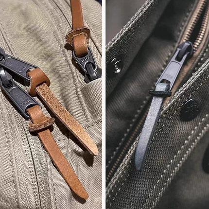 三条装真牛皮拉链头皮绳配件服装拉链皮片装饰包包拉锁绳包邮