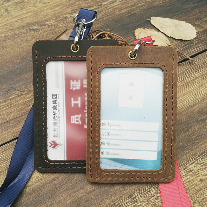 手工牛皮工作证卡套彩色挂脖绳学生卡包单位员工证接送公交卡定制,箱包皮具/热销女包/男包,卡套,淘宝优惠券,粉丝福利购,淘宝优惠卷