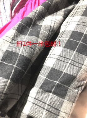 纯棉服装蓝色格子布料