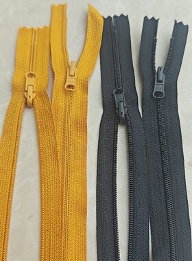 3号29厘米旋转拉头ykk尼龙闭口拉链无止口双面拉头黑色黄色短拉链
