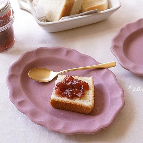 【现货】益子烧日本进口ZAKKA 复古森女风波纹边作家粗陶盘 餐具