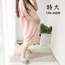 Cute reduced age cotton pit stripe fruit embroidery nightdress summer pregnant women wear Japanese and Korean large size dress fat m200 Jin