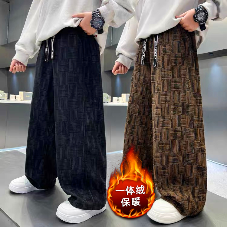 男童一体绒裤子秋冬保暖灯芯绒裤