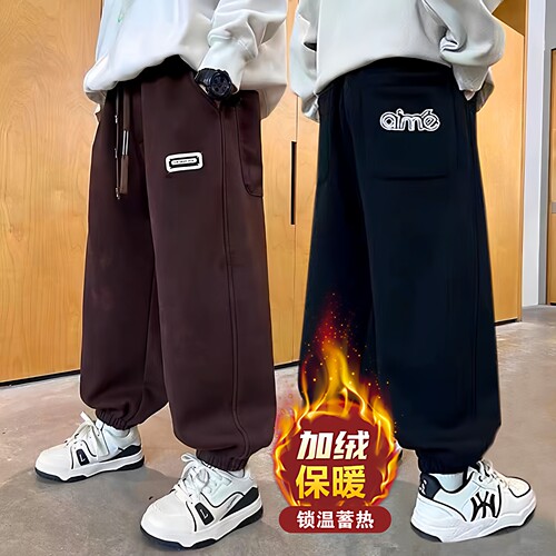 男童灯芯绒保暖一体绒休闲运动裤