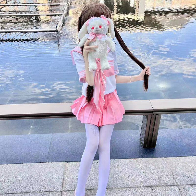 全套jk制服套装粉色三本水手服夏季软萌可爱学院风短袖森系多巴胺