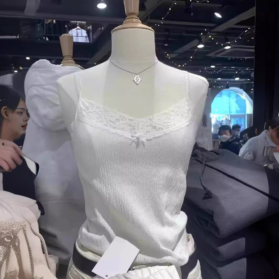 小海鸥美式蕾丝蝴蝶结吊带