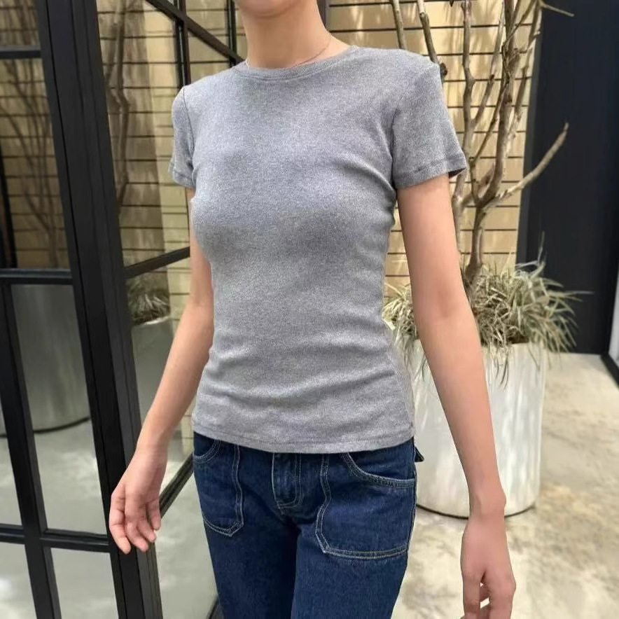 小海鸥辣妹风纯色短袖T恤